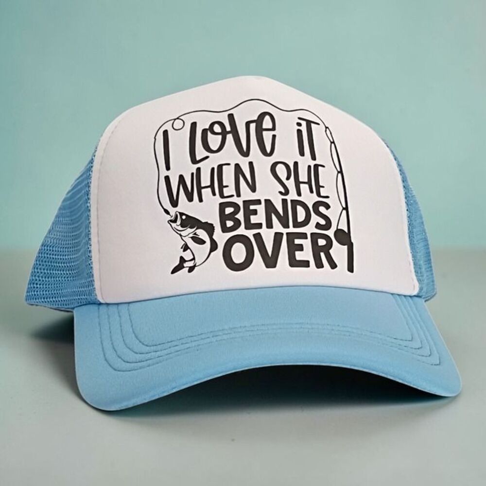 Blue & White Trucker Hat Fishing Humor Adult Humor Gift for him Gift for her